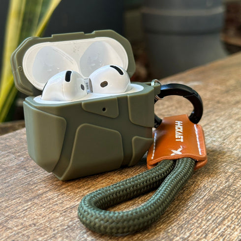 COVER PREMIUM HARD CASE VERDE CON LLAVERO AIRPODS 4ta GEN / AIRPODS PRO 3