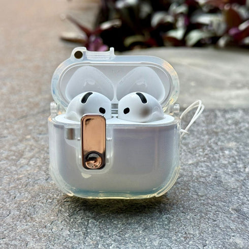 COVER PREMIUM CLEAR CASE CON BROCHE AIRPODS 4 GEN