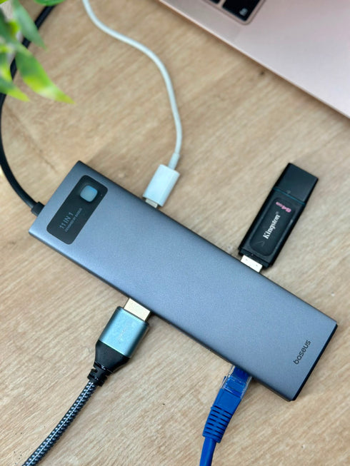 BASEUS - ADAPTADOR 11 PORT HUB METAL GLEAM SERIES 4K 60HZ CLARITY