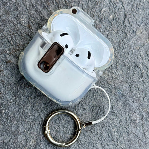 COVER PREMIUM CLEAR CASE CON BROCHE AIRPODS 4 GEN